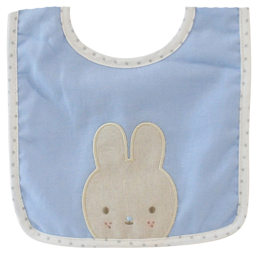 Alimrose Linen Bunny Bib - Blue