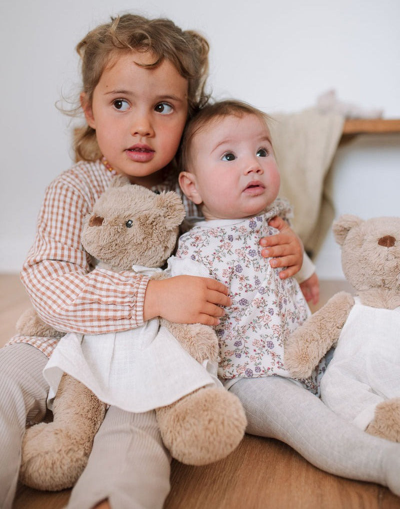 Nana Huchy Mr Honey Bear - White Overalls (40cm)