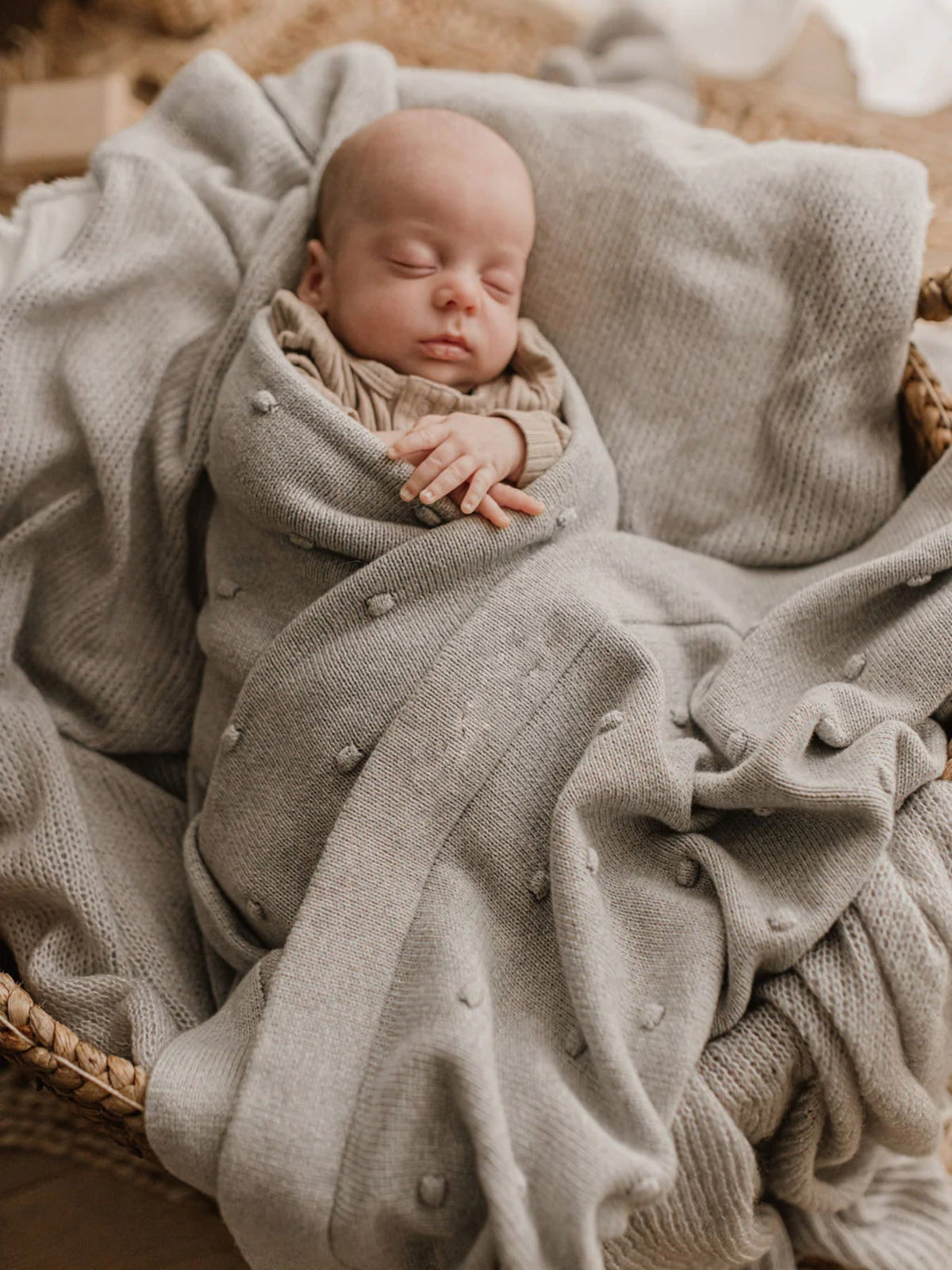 Nana Huchy Bobble Baby Blanket - Sky Grey