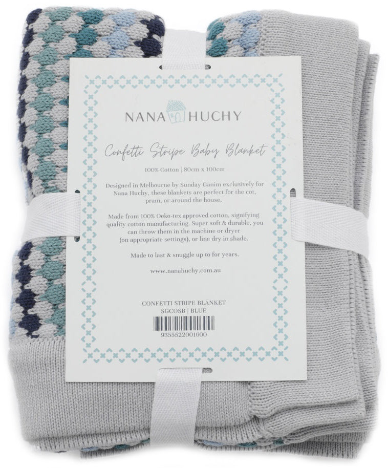 Nana Huchy Confetti Stripe Baby Blanket - Blue