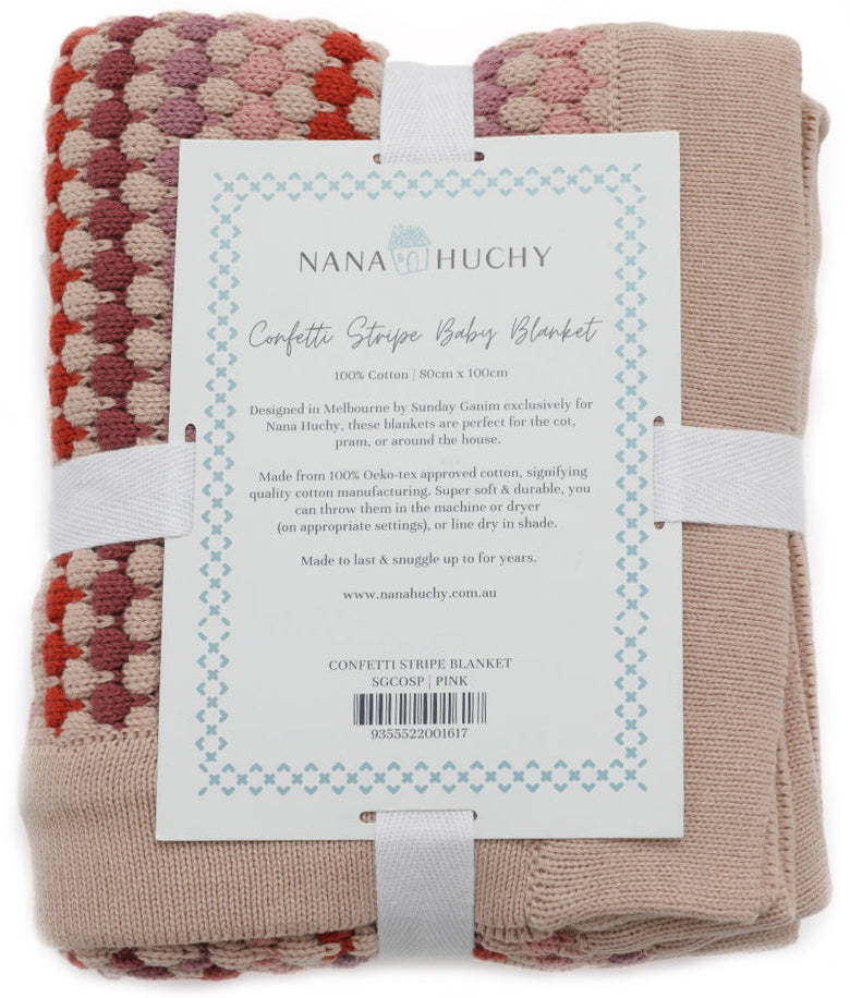 Nana Huchy Confetti Stripe Baby Blanket - Pink