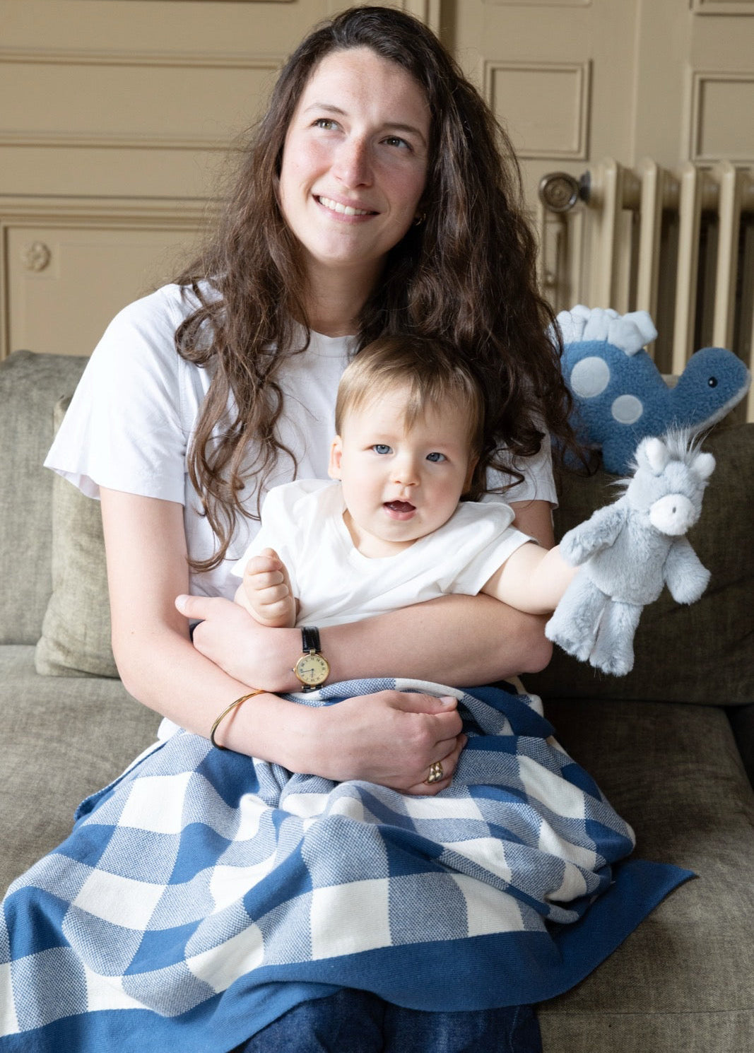 Nana Huchy Gingham Baby Blanket - Blue