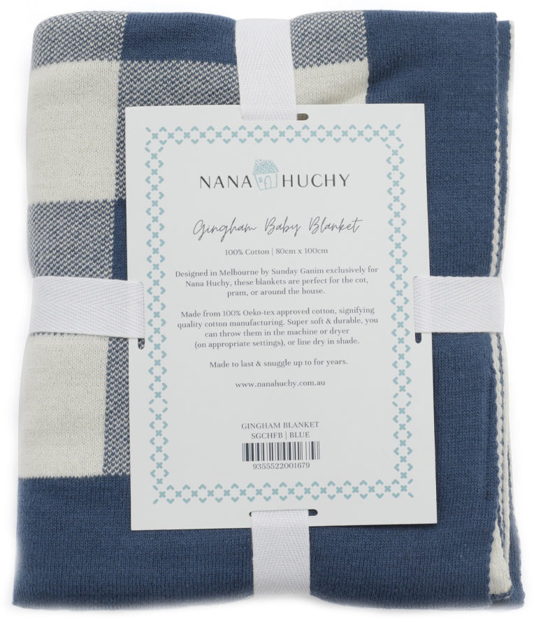 Nana Huchy Gingham Baby Blanket - Blue