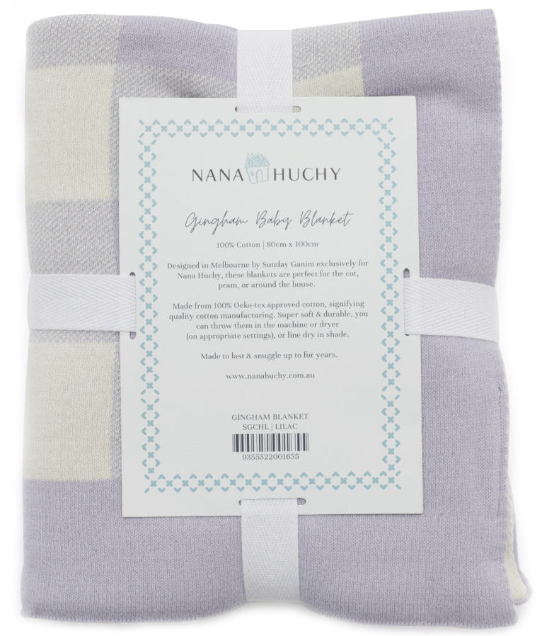 Nana Huchy Gingham Baby Blanket - Lilac