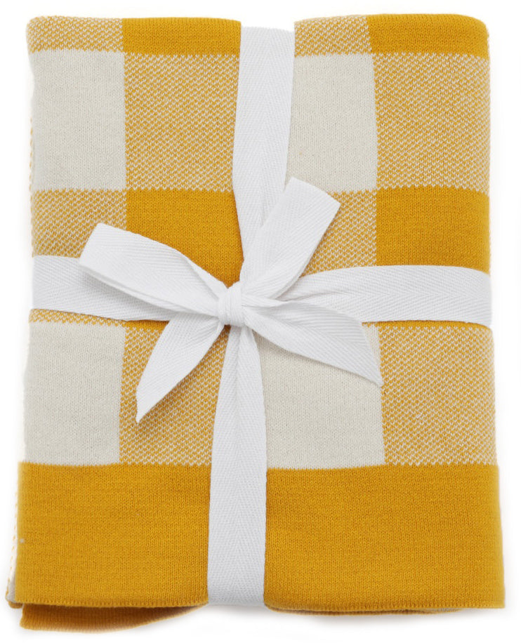 Nana Huchy Gingham Baby Blanket - Mustard