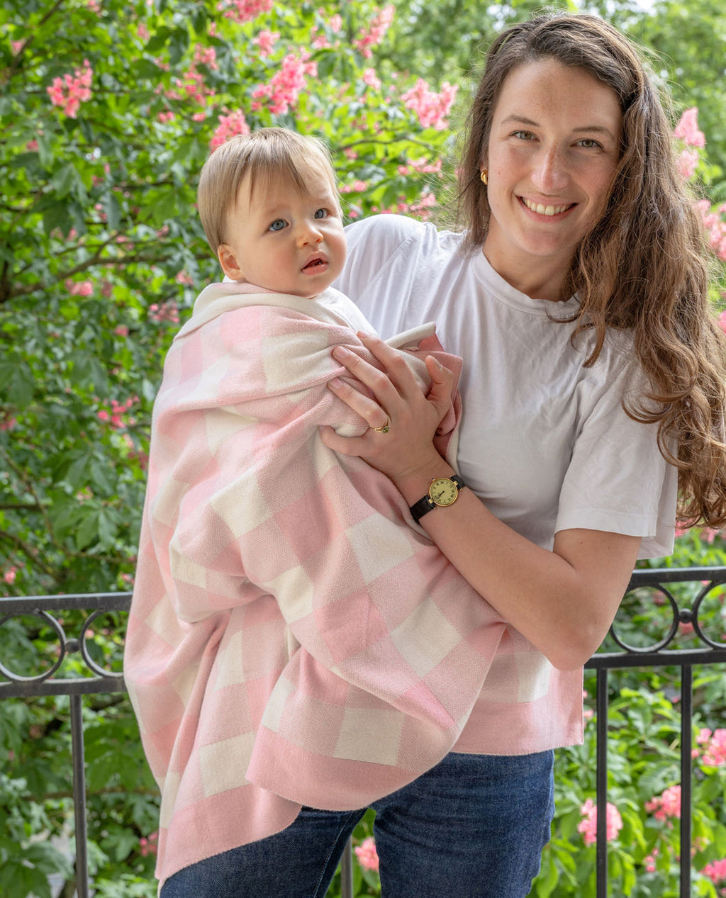 Nana Huchy Gingham Baby Blanket - Pink