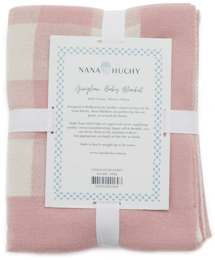 Nana Huchy Gingham Baby Blanket - Pink