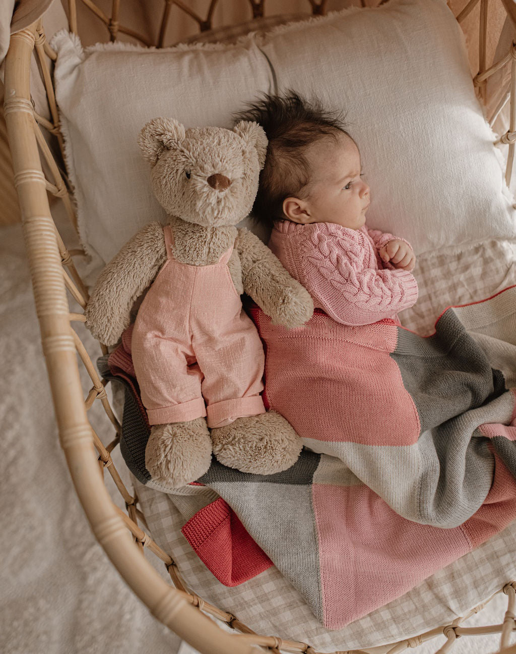 Nana Huchy Mr Honey Bear - Baby Pink Overalls (40cm)
