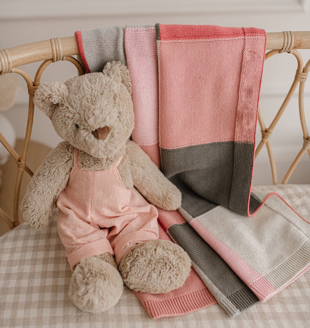 Nana Huchy Mr Honey Bear - Baby Pink Overalls (40cm)