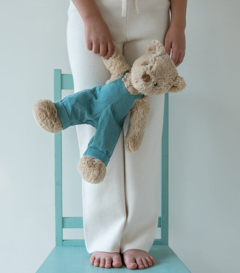 Nana Huchy Mr Honey Bear - Blue Overalls (40cm)
