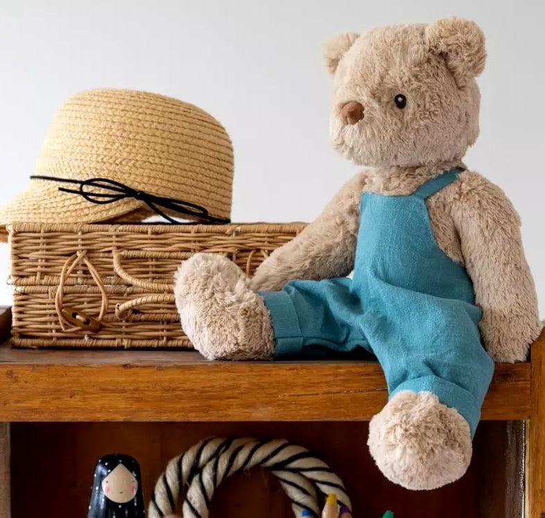 Nana Huchy Mr Honey Bear - Blue Overalls (40cm)