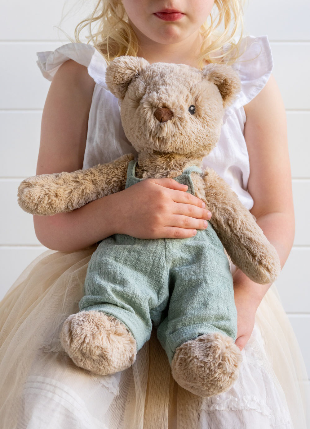 Nana Huchy Mr Honey Bear - Sage Overalls (40cm)