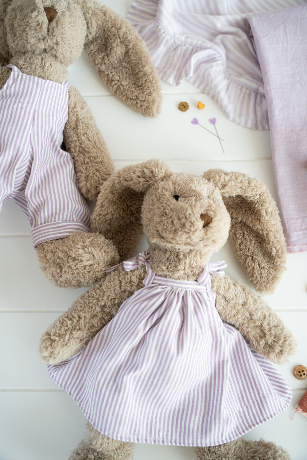 Nana Huchy Mrs Honey Bunny - Lilac Stripe Dress (40cm)