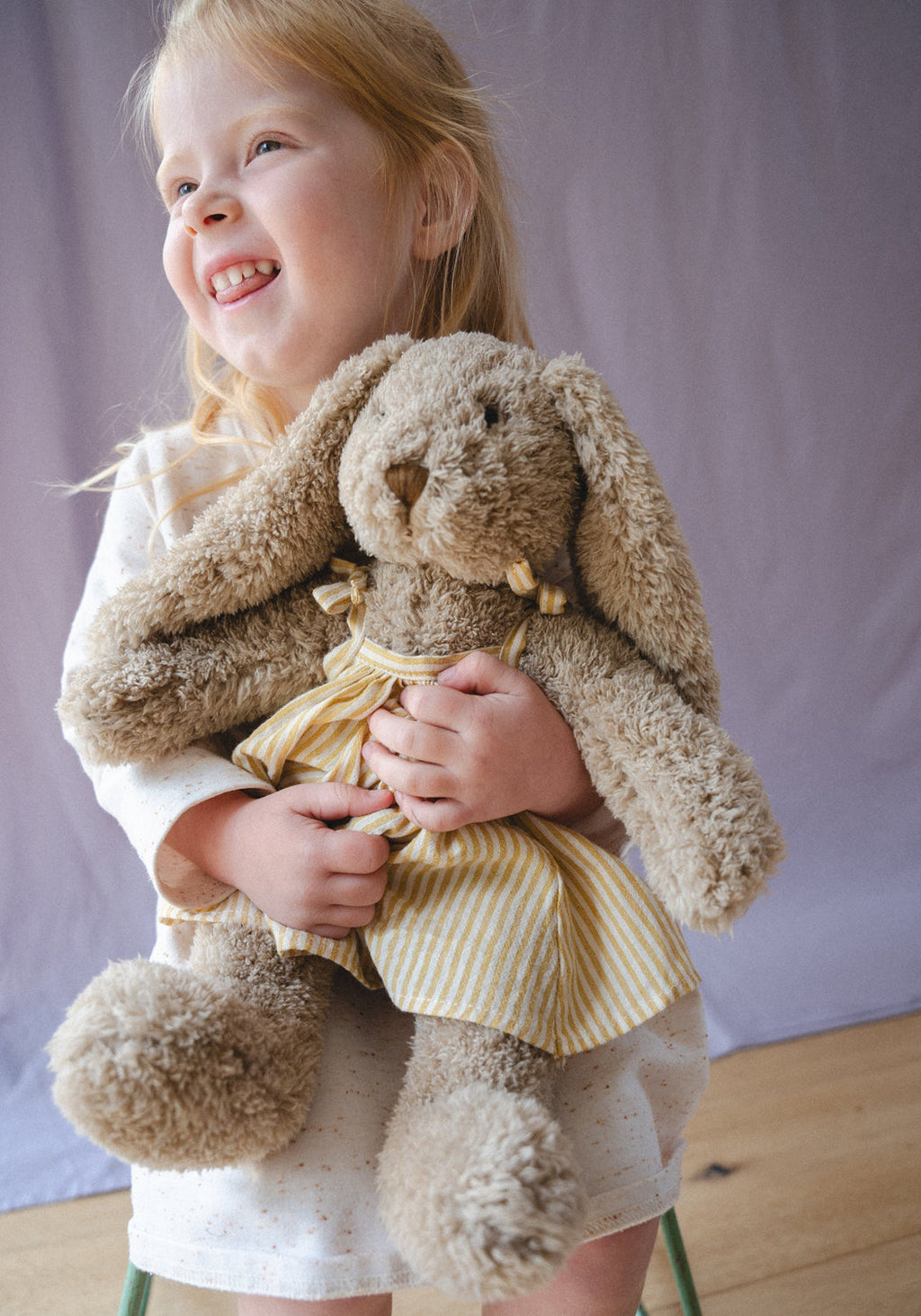 Nana Huchy Mrs Honey Bunny - Mustard Stripe Dress (40cm)