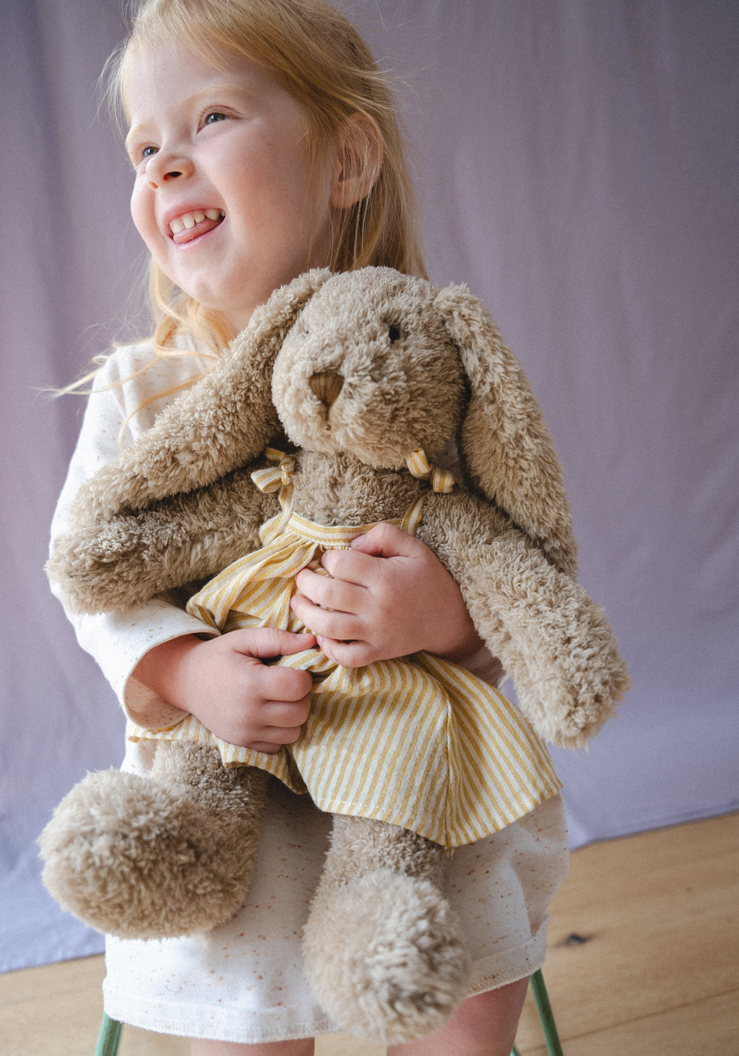 Nana Huchy Mrs Honey Bunny - Mustard Stripe Dress (40cm)