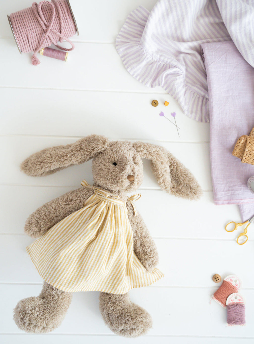 Nana Huchy Mrs Honey Bunny - Mustard Stripe Dress (40cm)