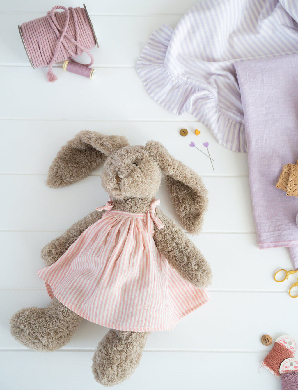 Nana Huchy Mrs Honey Bunny - Pink Stripe Dress (40cm)