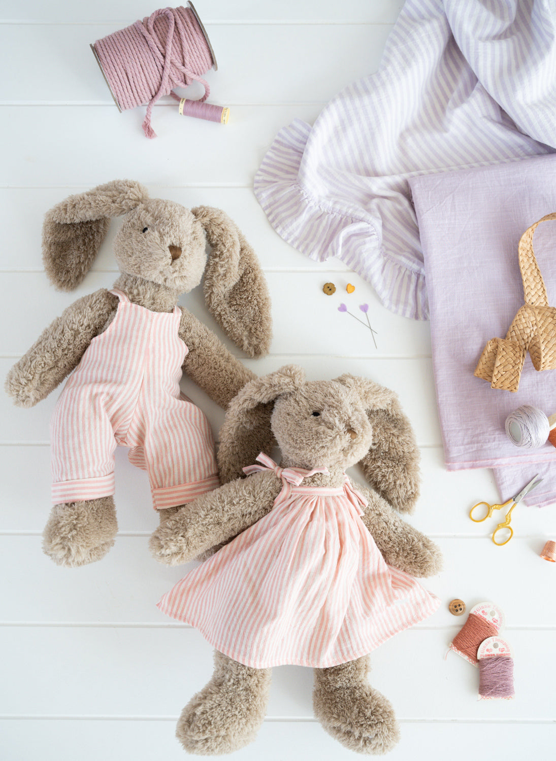 Nana Huchy Mrs Honey Bunny - Pink Stripe Dress (40cm)