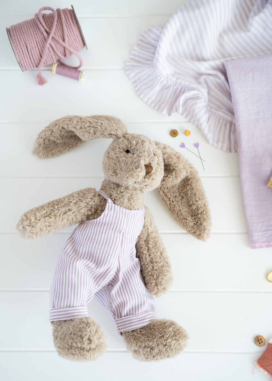 Nana Huchy Mr Honey Bunny - Lilac Stripe Overalls (40cm)