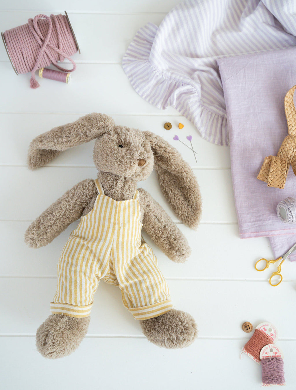 Nana Huchy Mr Honey Bunny - Mustard Stripe Overalls (40cm)