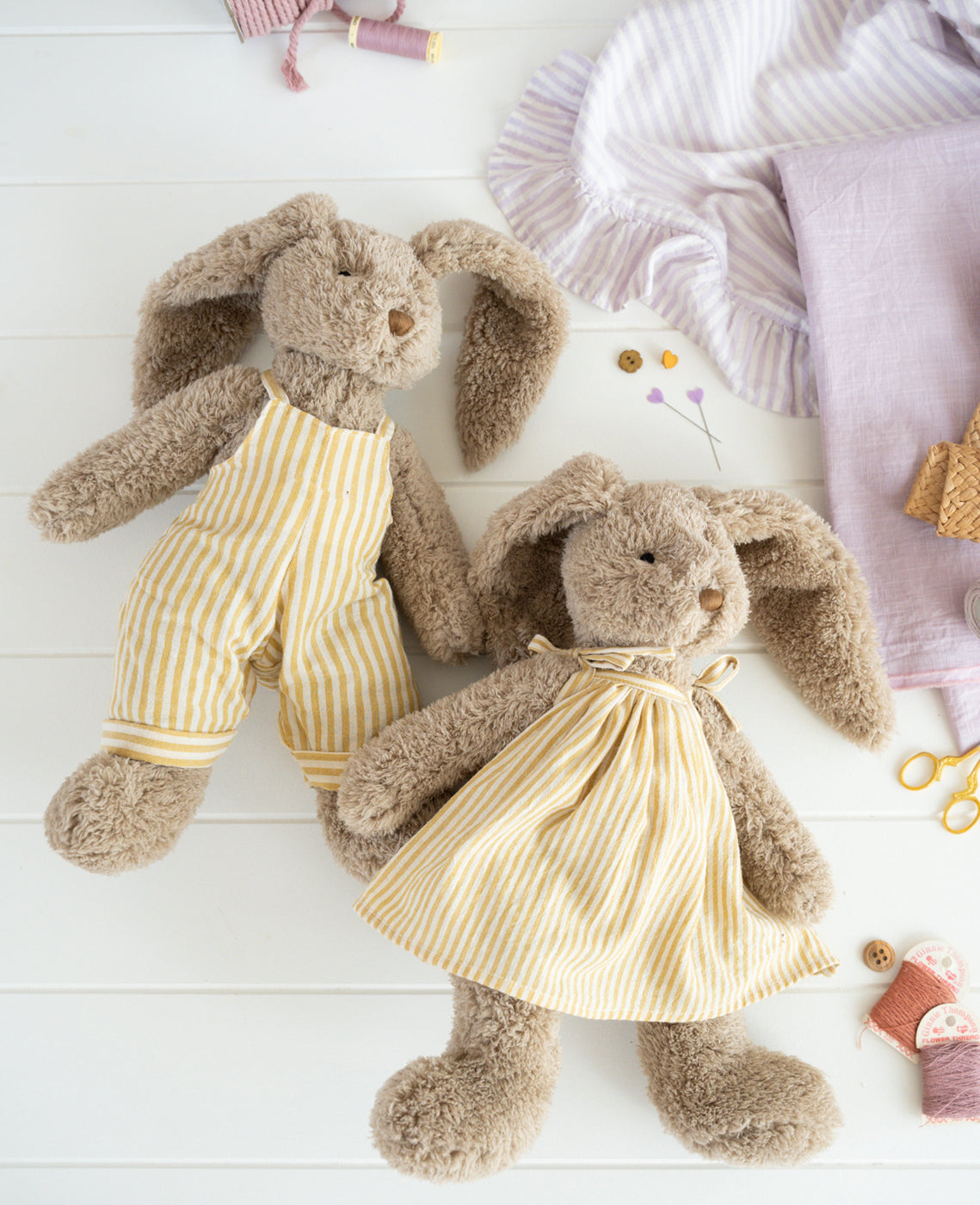 Nana Huchy Mr Honey Bunny - Mustard Stripe Overalls (40cm)
