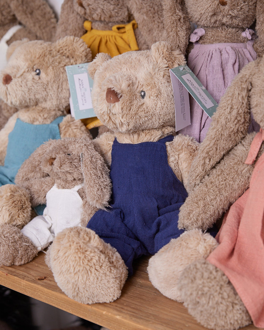 Nana Huchy Mr Honey Bear - Navy Overalls (40cm)