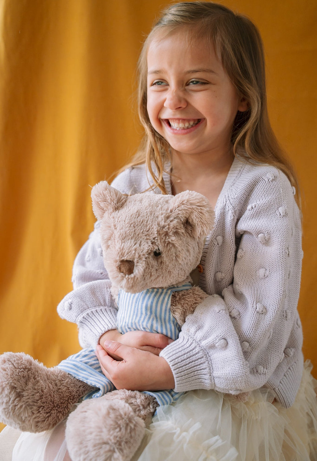 Nana Huchy Mr Honey Bear - Blue Stripe Overalls (40cm)