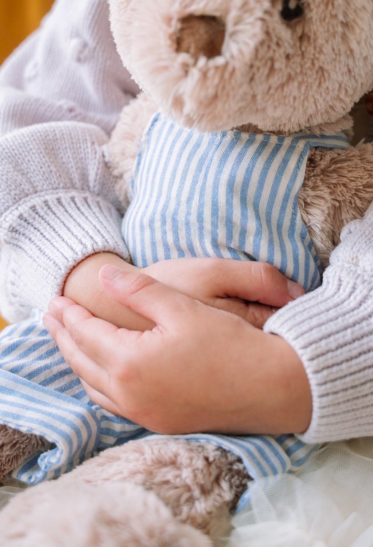 Nana Huchy Mr Honey Bear - Blue Stripe Overalls (40cm)