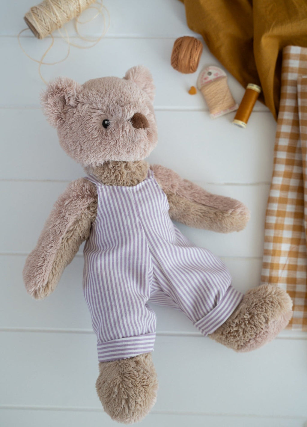 Nana Huchy Mr Honey Bear - Lilac Stripe Overalls (40cm)