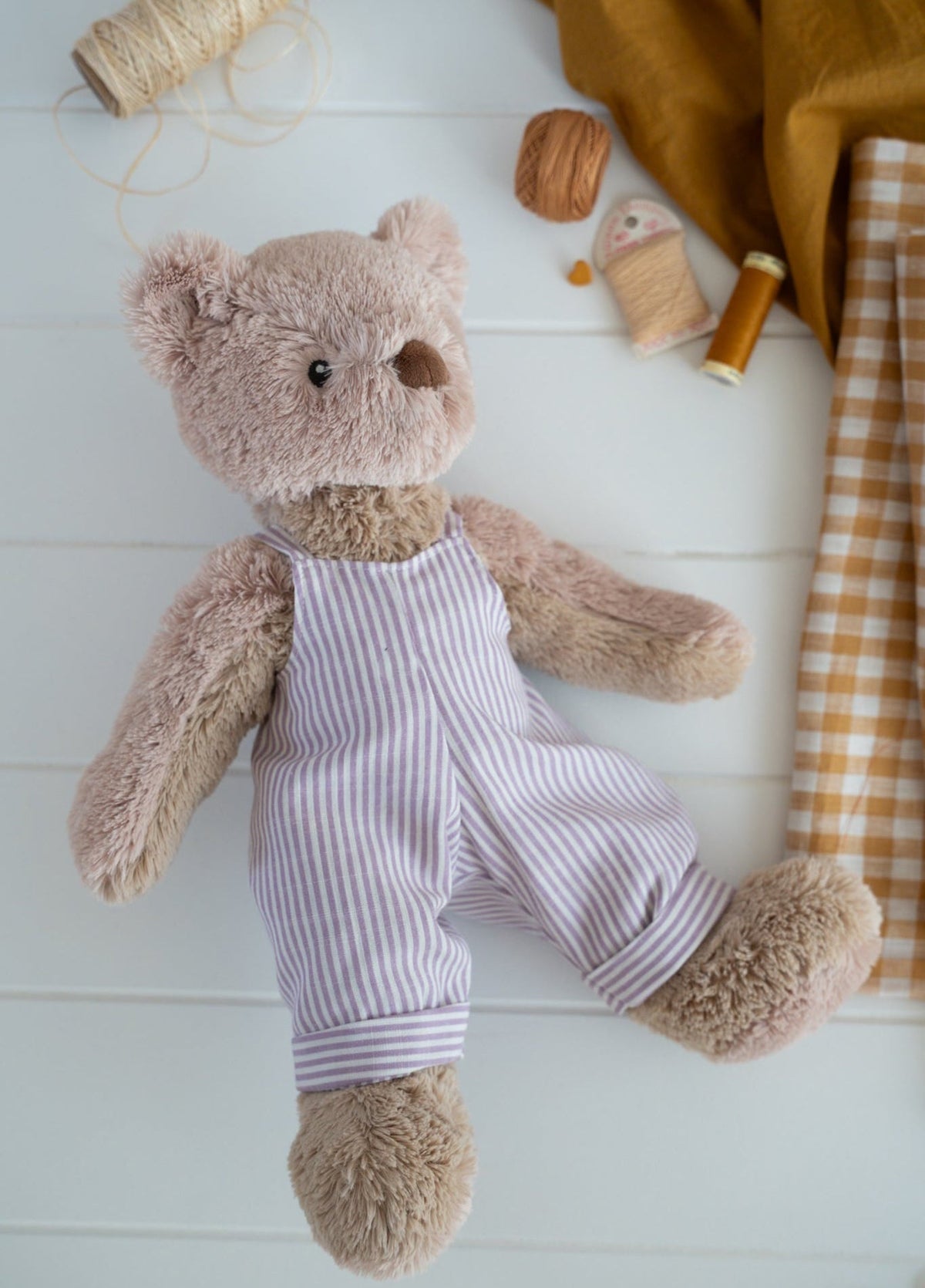 Nana Huchy Mr Honey Bear - Lilac Stripe Overalls (40cm)