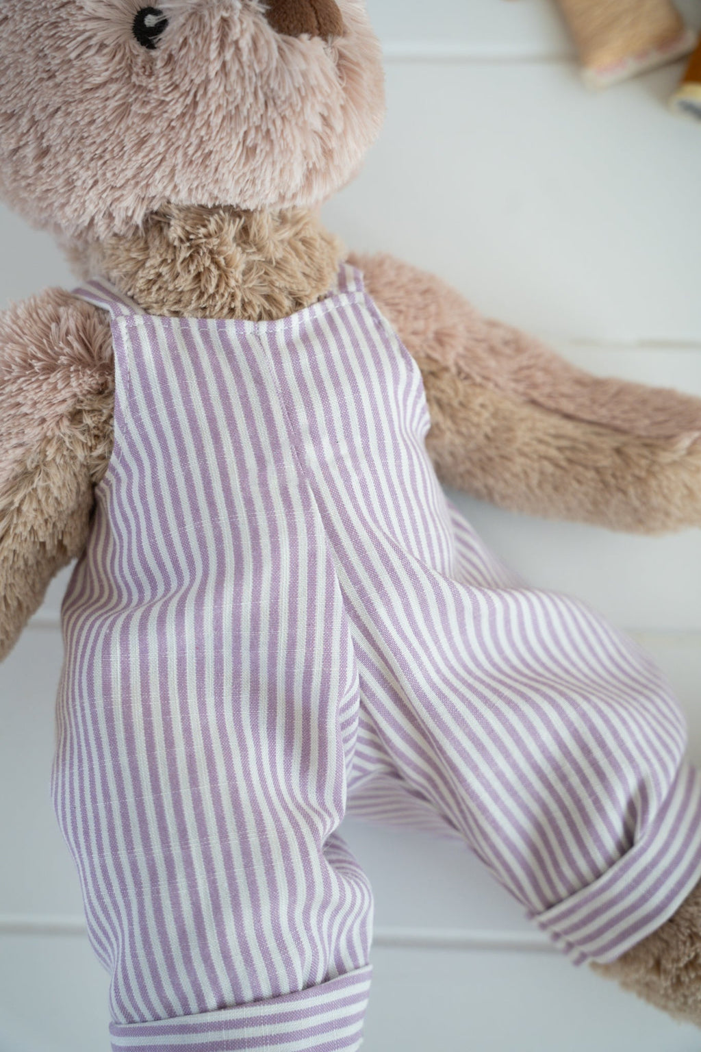 Nana Huchy Mr Honey Bear - Lilac Stripe Overalls (40cm)