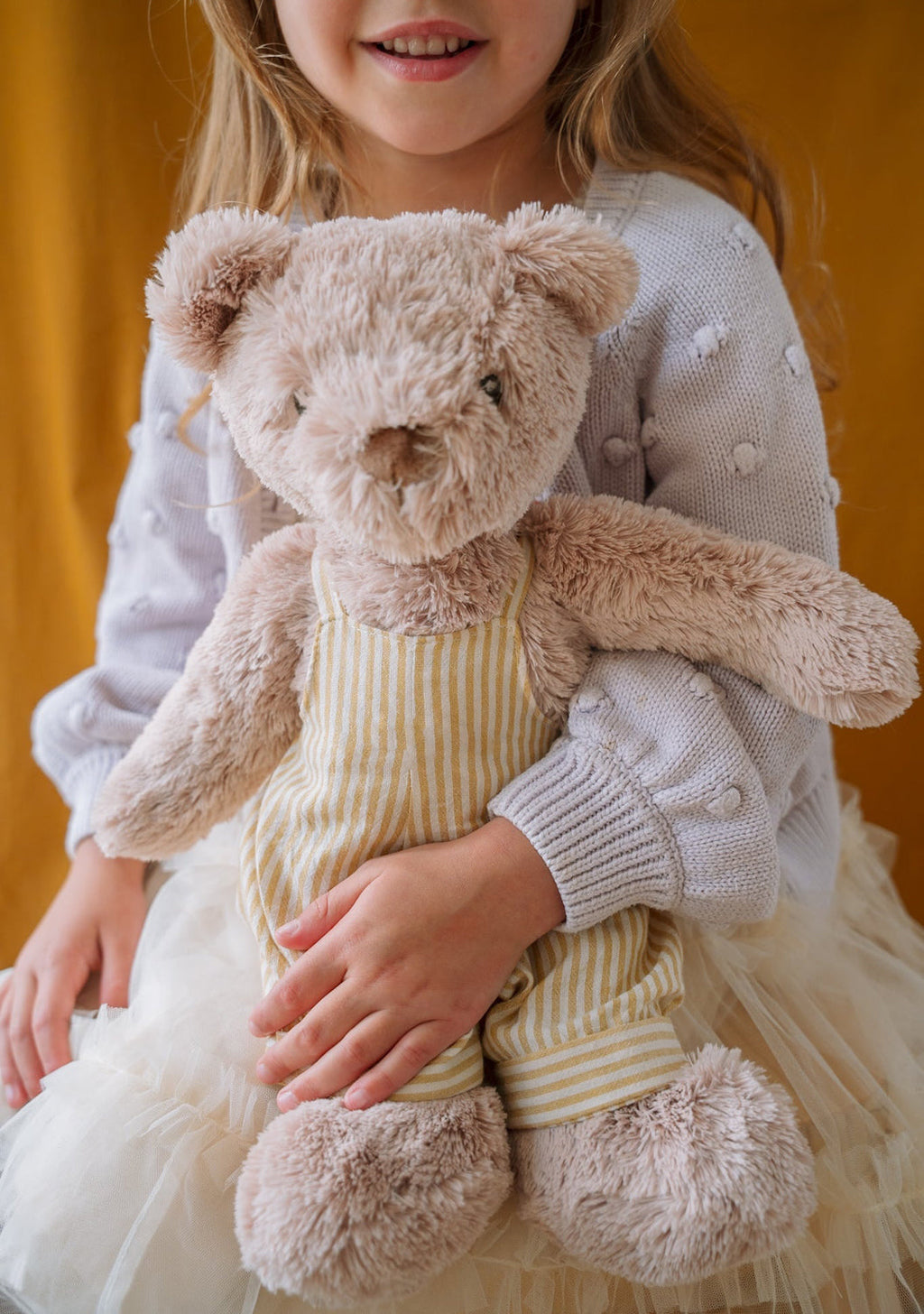 Nana Huchy Mr Honey Bear - Mustard Stripe Overalls (40cm)