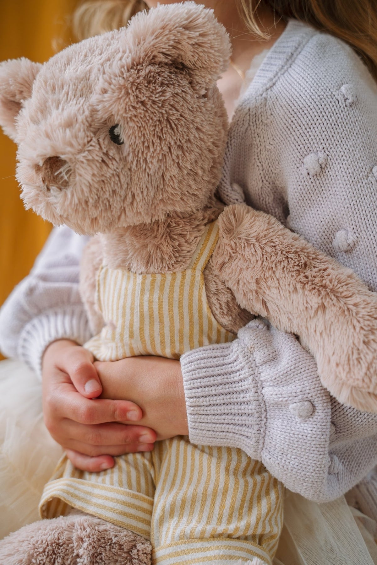 Nana Huchy Mr Honey Bear - Mustard Stripe Overalls (40cm)