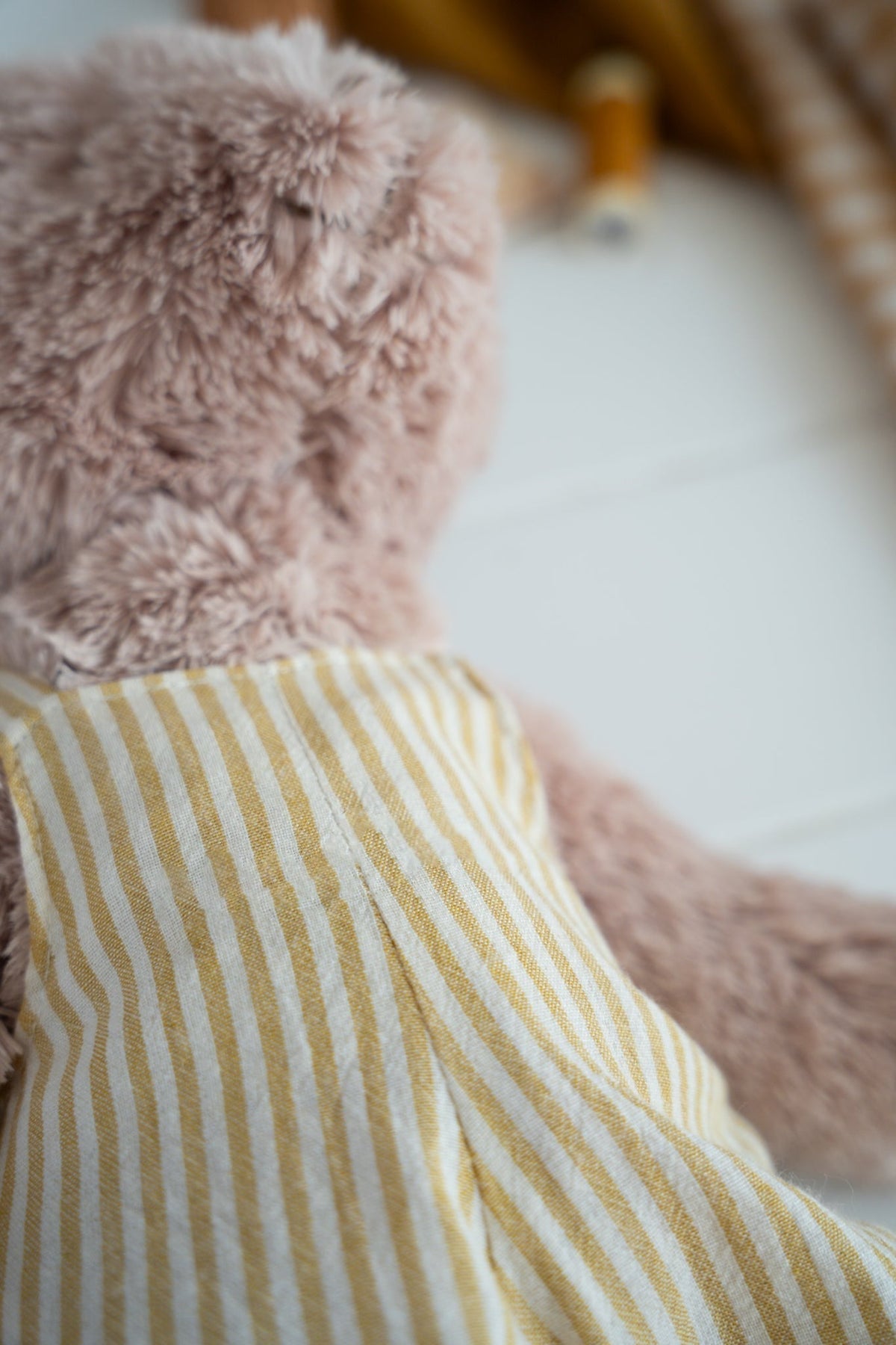 Nana Huchy Mr Honey Bear - Mustard Stripe Overalls (40cm)