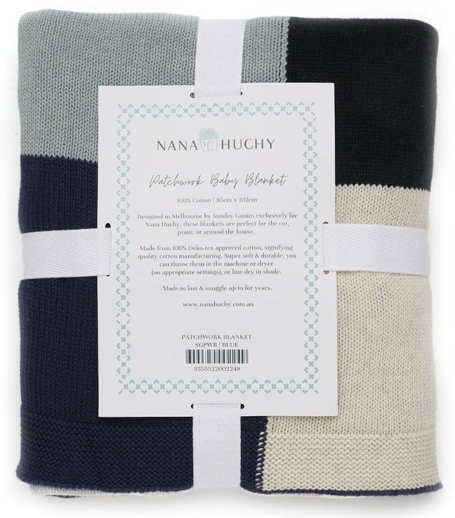 Nana Huchy Patchwork Baby Blanket - Blue