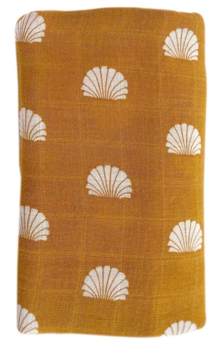 OB Designs Muslin Swaddle Wrap - Ginger Shell Print (120cm)