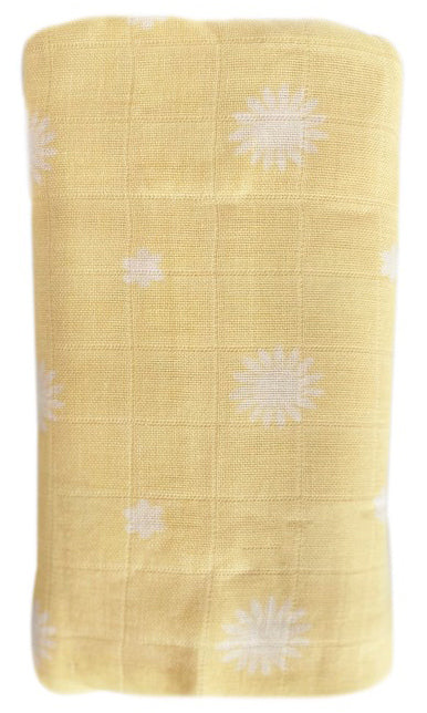 OB Designs Muslin Swaddle Wrap - Lemon Daisy Print (120cm)
