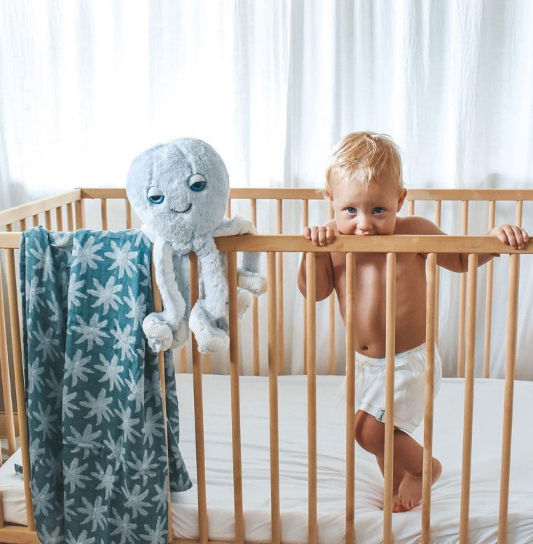 OB Designs Muslin Swaddle Wrap - Ocean Palm Print (120cm)