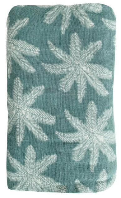 OB Designs Muslin Swaddle Wrap - Ocean Palm Print (120cm)