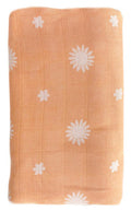 OB Designs Muslin Swaddle Wrap - Peach Daisy Print (120cm)