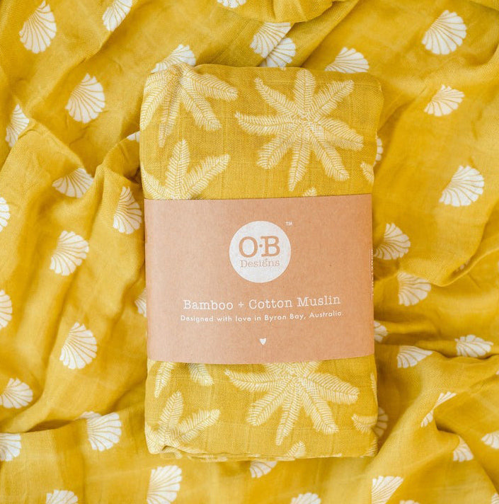 O.B. Designs Muslin Swaddle Wrap - Pear Palm Print (120cm)