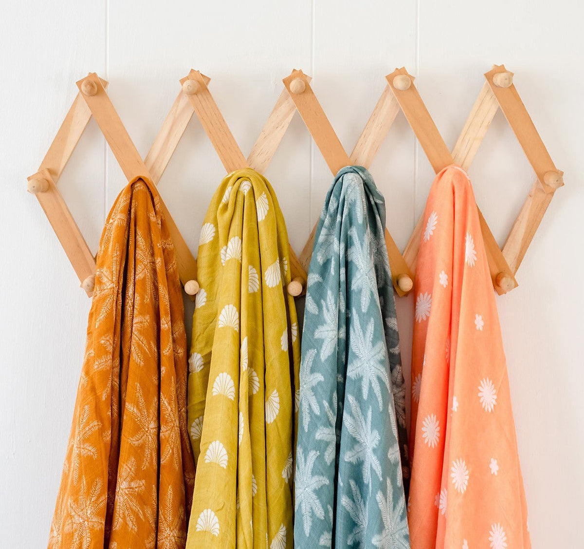 OB Designs Muslin Swaddle Wrap - Ginger Shell Print (120cm)