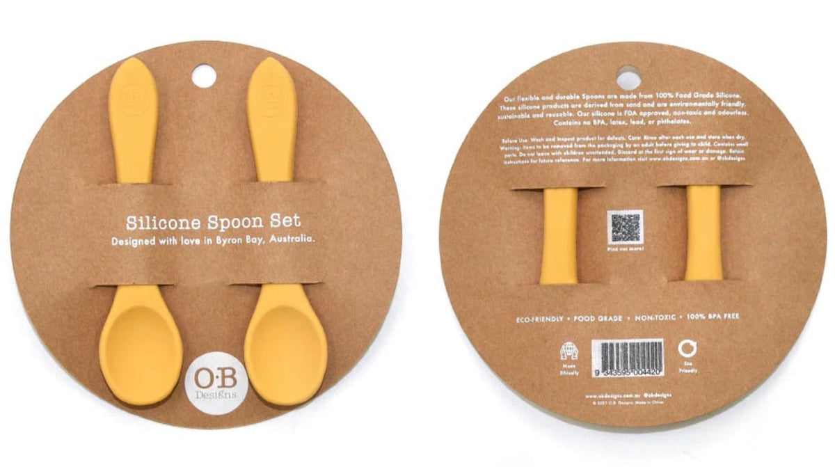 OB Designs Eco-Friendly Silicone Baby Spoon 2pk - Coconut