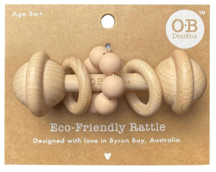 OB Designs Eco-Friendly Rattle Teether - Blush
