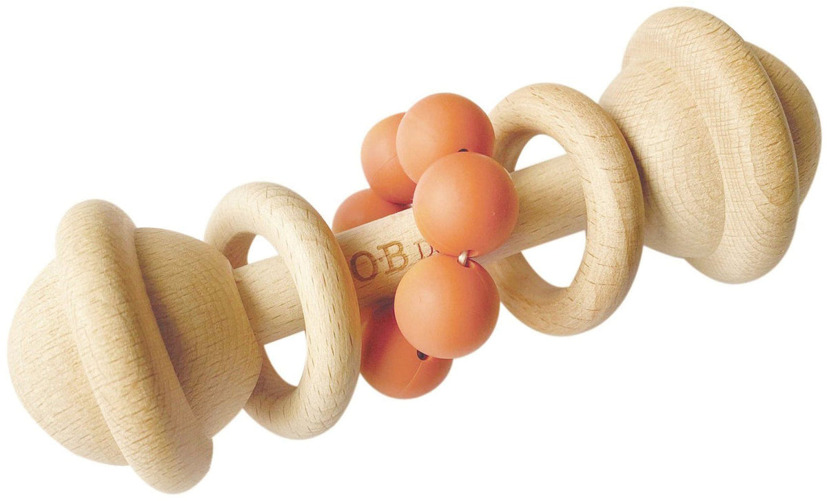 OB Designs Eco-Friendly Rattle Teether - Cinnamon