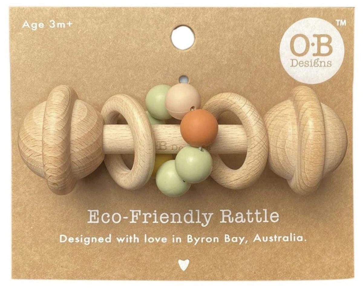 OB Designs Eco-Friendly Rattle Teether - Multi-Colour