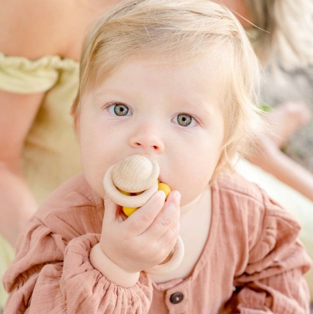 OB Designs Eco-Friendly Rattle Teether - Sage