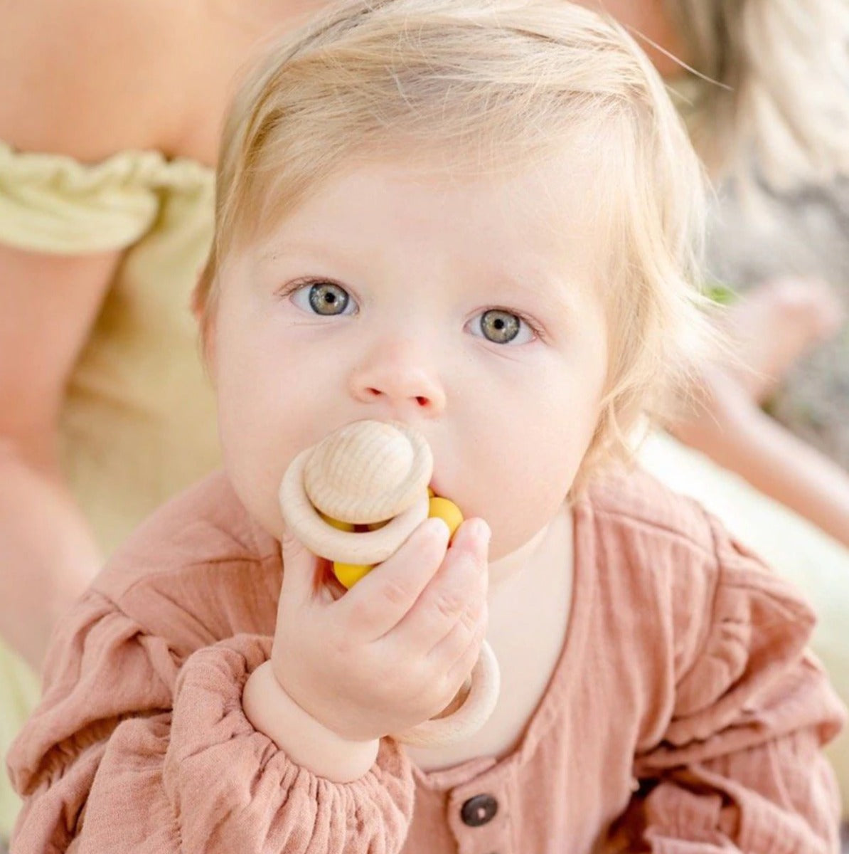 OB Designs Eco-Friendly Rattle Teether - Sage