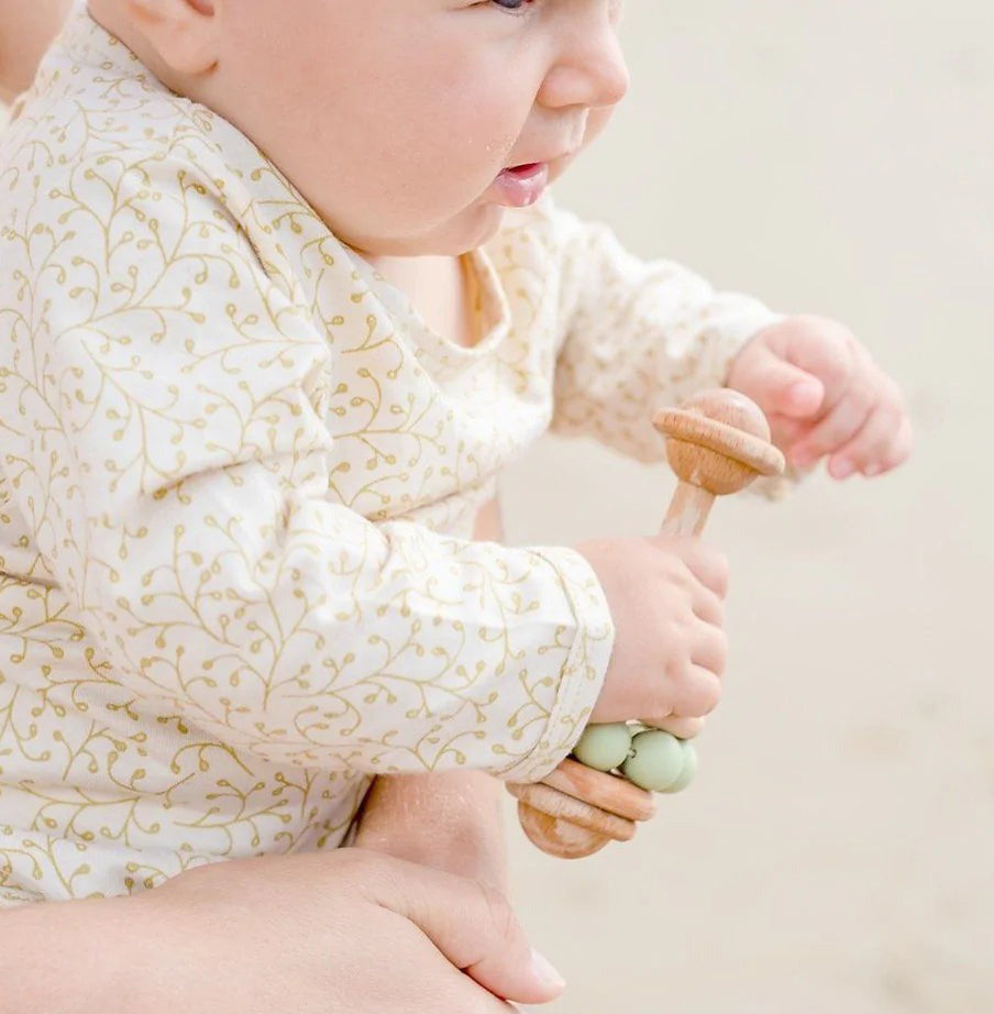 OB Designs Eco-Friendly Rattle Teether - Sage