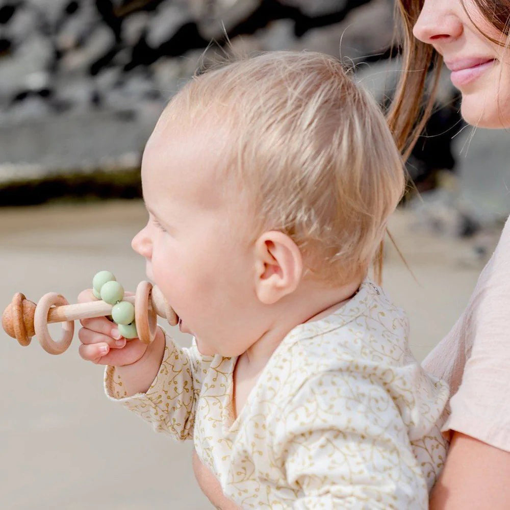 OB Designs Eco-Friendly Rattle Teether - Sage